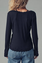 Grey Lace Trim Ribbed Button-Up Urban Daizy Top