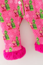 Pink Christmas character printed baby bodysuit. RPG62918 SOL: 3-6M
