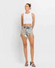Cement Super High Rise Distressed Vervet Shorts