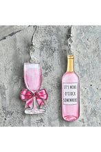 Pink Wine Bottle Cup Acrylic Earrings