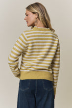 STRIPED KNIT HENLEY SWEATER Blue