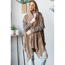 Coffee Mix Media Lace Hooded Long Sleeve Oli+Hali Cardigan