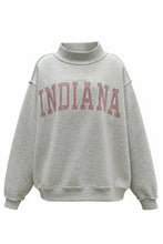 Heather Grey Crimson Stripe 'INDIANA' Stripe Embroidered Sweatshirt