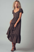 Brown Multi Check Puff Sleeve Smocked Midi Urban Daizy Dress