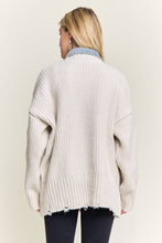 Ivory Distressed Ribbed Knit Cardigan