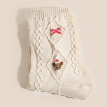 White Embroidered Christmas Reindeer Beige Socks