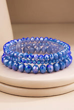 Blue 3 Strand Glass Bead Bracelet Set