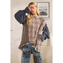 Navy Washed Plaid Asym Button Down Oli+Hali Shirt