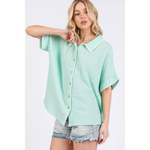 Mint Boho Contrast Zigzag Trim Gauze Sage+Fig Shirt