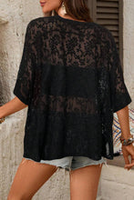 Black Sheer Floral Pattern T-Shirt