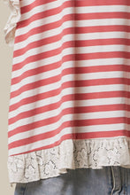 Red Striped Mello Top with Lace Trim