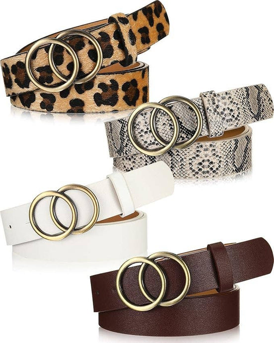 Women’s Faux Leather Double O-Ring Waist Belt