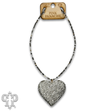 Gold Rhinestone heart pendant on faceted glass bead necklace
