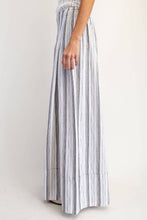 White Black Striped Wide Leg Crop Pants