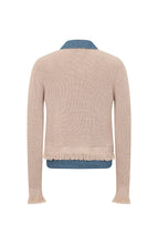 Beige Knit Denim Mix Media Jacket