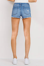 Distressed Shorts with Fray Hem: Medium Denim