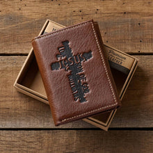 Wallet Leather Brown Names of Jesus Cross
