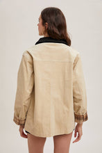 Beige Corduroy Button Down Barn Coat