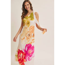 Cream Multi One Shoulder Floral Midi Dress