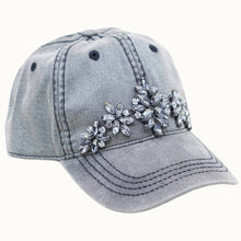 Gray Wax Cotton Dad Cap with Bejewelled Glitz: