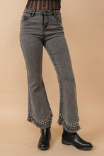 Blue B Destressed Bottom Edge w/ Rhinestone Jeans: MED DENIM