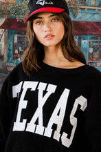 Black TEXAS Graphic Fuzzy Fleece Bucketlist Sweatshirt