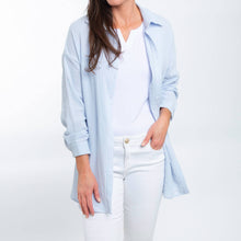 Light Blue Button Up Top Aaliyah Gauze Long Sleeve