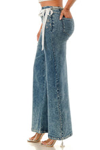 Blue Pearl & Floral Embellished Wide-Leg Jeans