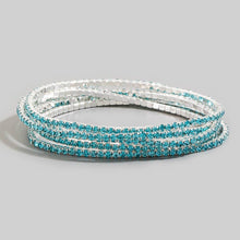 Silver Five Piece Rhinestone Stretch Bracelet Set