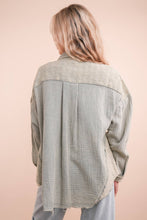 Denim Mineral Washed Oversized Gauze Shacket Jacket