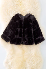 Black faux fur cozy jacket. TPG40413 SOL: XS