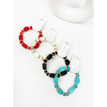 Bold Stones and Beads Mixed Adjustable Stretch Bracelet: MIX COLOR / ONE(12)