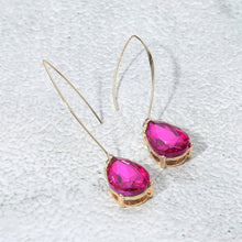 Peach Teardrop Stone Cluster Long Drop Earrings