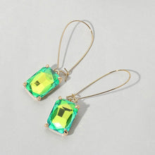 Multi Emerald Cut Stone Dangle Evening Earrings
