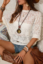 White Sheer Floral Pattern T-Shirt