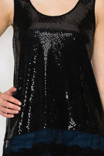 Sparkly Lace Layer Origami Tank Top: Black