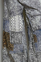 Black Multi Handcrafted Vintage DIY Patchwork-Style Waistband Wide POL Pants