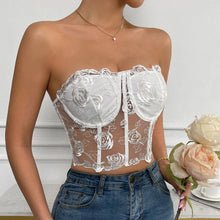 White Sexy Rose Lace Strapless Corset