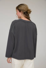 Charcoal Crew Neck Ribbed Long Sleeve Knit Top