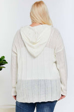 Brown Plus Solid V Neck Long Sleeve Hoodie