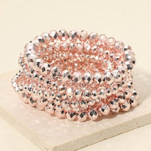Silver Faceted Beaded Stretch Multi Layered Bracelets