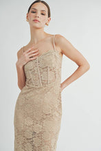 Nude Corset Lace Bustier Midi Dress