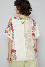 Aqua POL Round neck short sleeve floral knit rib top