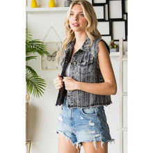 Black Wash Rhinestone Color Denim Veveret Vest