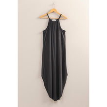 Black Halter Neck Asymmetrical Midi Dress