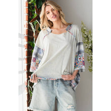 Blue Washed Multi Print Patchwork Oversized Oli+Hali Top