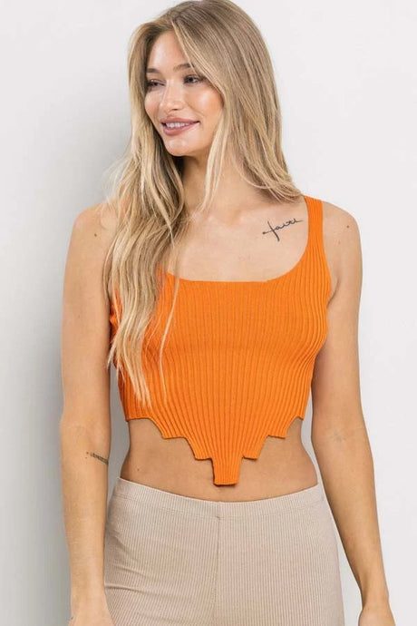 Orange Sleeveless Pointed Yoko Crop Top 3/19/24 8245
