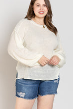 Ivory Plus Round Neck Balloon Sleeve POL Sweater 8/11/23 6854