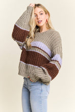 Olive Multi Striped Crew Neck Sweater