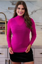 Magenta Glitter Keigan Mesh Top
